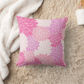美しいヴィンテージピンクダリアスパターンピロー クッション (ブランケット)
