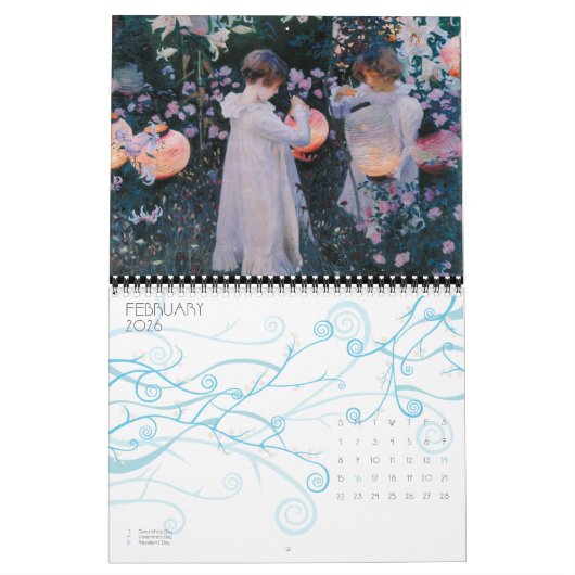 美しいヴィンテージファインアート油彩画2026壁 カレンダー (2月 2026)