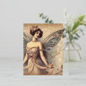 美しいヴィンテージフェアリーメリークリスマスグリーンレトロ 箔シーズンポストカード (立ち正面)