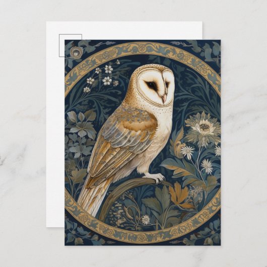 美しいヴィンテージフクロウ ポストカード (正面/裏面)