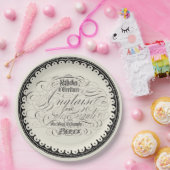 美しいヴィンテージフランスの書オンベージュ ペーパープレート (パーティー)