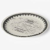 美しいヴィンテージフランスの書オンベージュ ペーパープレート (アングル)