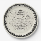 美しいヴィンテージフランスの書オンベージュ ペーパープレート (正面)