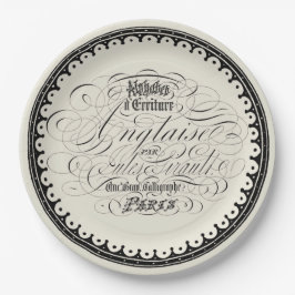 美しいヴィンテージフランスの書オンベージュ ペーパープレート