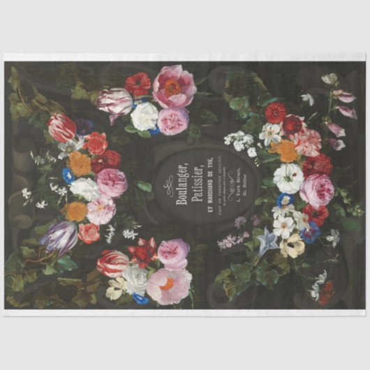 美しいヴィンテージフランスの花模様の分離紙 薄葉紙 (正面)