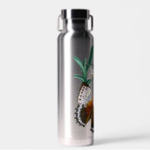 美しいヴィンテージフローラバタフライイラストレーション ウォーターボトル (正面)