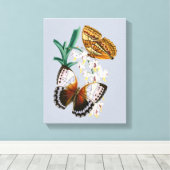 美しいヴィンテージフローラバタフライイラストレーション キャンバスプリント (インサイチュ (ウッドフロア))