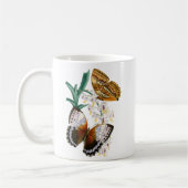 美しいヴィンテージフローラバタフライイラストレーション コーヒーマグカップ (左)
