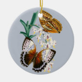美しいヴィンテージフローラバタフライイラストレーション セラミックオーナメント (正面)