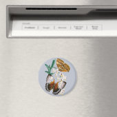 美しいヴィンテージフローラバタフライイラストレーション マグネット (インサイチュ (食洗機))