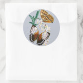 美しいヴィンテージフローラバタフライイラストレーション ラウンドシール (バッグ)