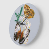美しいヴィンテージフローラバタフライイラストレーション ラージ壁時計 (傾斜)