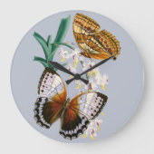 美しいヴィンテージフローラバタフライイラストレーション ラージ壁時計 (正面)