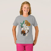美しいヴィンテージフローラバタフライイラストレーション Tシャツ (正面フル)