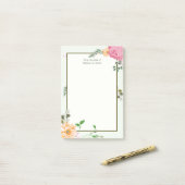 美しいヴィンテージフローラパーソナライズされた受付係 ポストイット (デスク上)