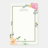 美しいヴィンテージフローラパーソナライズされた受付係 ポストイット (正面)