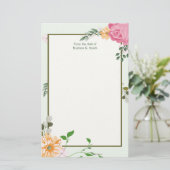 美しいヴィンテージフローラパーソナライズされた受付係 便箋 (スタンド正面)
