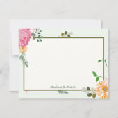 美しいヴィンテージフローラパーソナライズされた固定 ノートカード (正面)