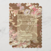 美しいヴィンテージフローラブライダルシャワー 招待状 (正面/裏面)