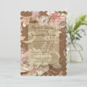 美しいヴィンテージフローラブライダルシャワー 招待状 (スタンド正面)
