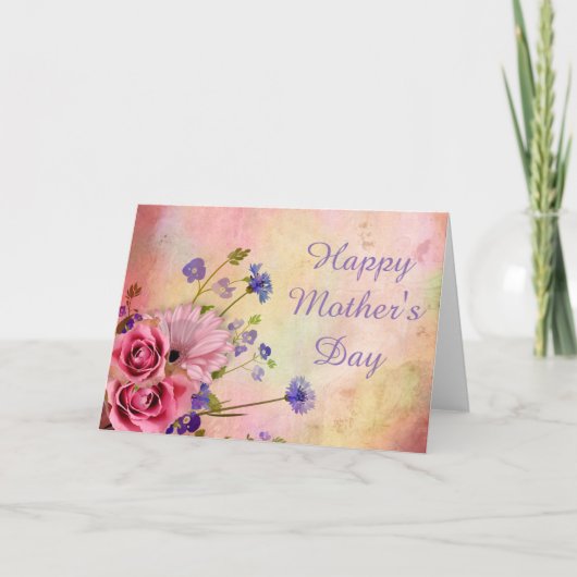 美しいヴィンテージフローラマザーズデイカード カード (正面)