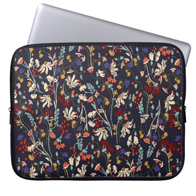 美しいヴィンテージフローラルパターンの多くの種類 ラップトップスリーブ (正面)