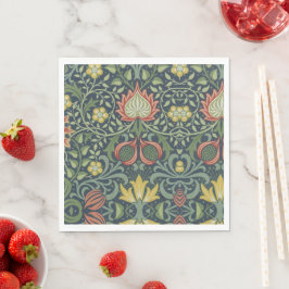 美しいヴィンテージフローラルパターンピンクイエローグリーン スタンダードランチョンナプキン