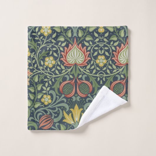 美しいヴィンテージフローラルパターンピンクイエローグリーン バスタオルセット (ウォッシュタオル)