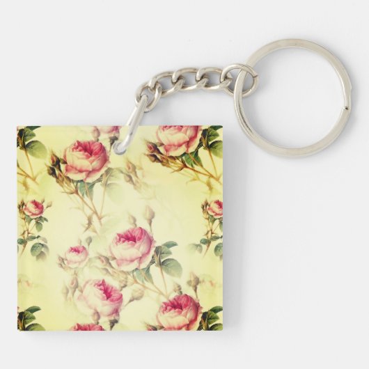 美しいヴィンテージフローラ キーホルダー (裏面)