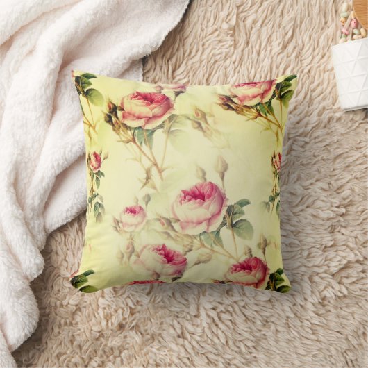 美しいヴィンテージフローラ クッション (ブランケット)