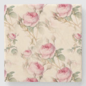 美しいヴィンテージフローラ ストーンコースター (正面)