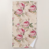 美しいヴィンテージフローラ ビーチタオル (正面)