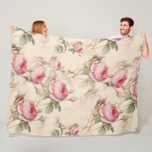 美しいヴィンテージフローラ フリースブランケット (インサイチュ)