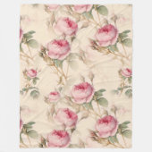 美しいヴィンテージフローラ フリースブランケット (正面)