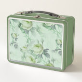 美しいヴィンテージフローラ メタルランチボックス (正面)
