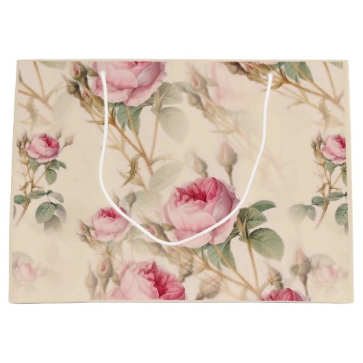 美しいヴィンテージフローラ ラージペーパーバッグ (正面)