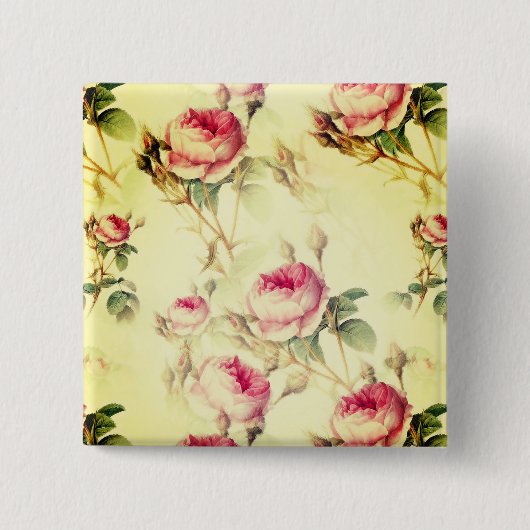 美しいヴィンテージフローラ 缶バッジ (正面)