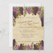 美しいヴィンテージブドウつる植物素朴結婚ズ 招待状 (正面)