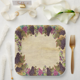 美しいヴィンテージブドウつる植物 素朴 ペーパープレート