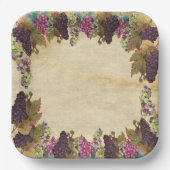 美しいヴィンテージブドウつる植物 素朴 ペーパープレート (正面)