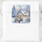 美しいヴィンテージブルートラックウィンターファームハウス スクエアシール (バッグ)