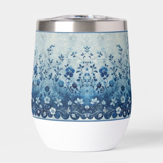 美しいヴィンテージブルー熱帯ハワイアン花 (正面)