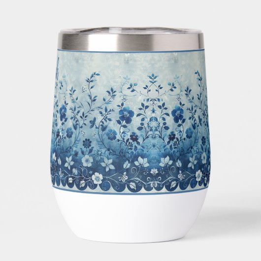 美しいヴィンテージブルー熱帯ハワイアン花 (背面)