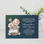 美しいヴィンテージブルー結婚式招待状 招待状 (スタンド正面)