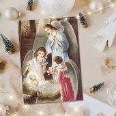 美しいヴィンテージベビーイエスと天使のクリスマス シーズンカード