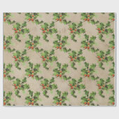 美しいヴィンテージホリーベリーパターン、クリスマス ラッピングペーパー (フラット)