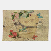 美しいヴィンテージポストカードコラージュエッフェルタワー キッチンタオル (横)