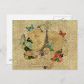 美しいヴィンテージポストカードコラージュエッフェルタワー ポストカード (正面/裏面)