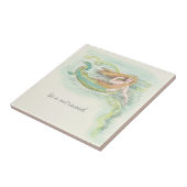 美しいヴィンテージマーメイドと引用文 タイル (側面)