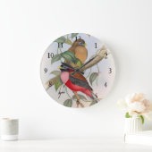 美しいヴィンテージラブバードのアクリルウォールクロック ラージ壁時計 (ホーム)